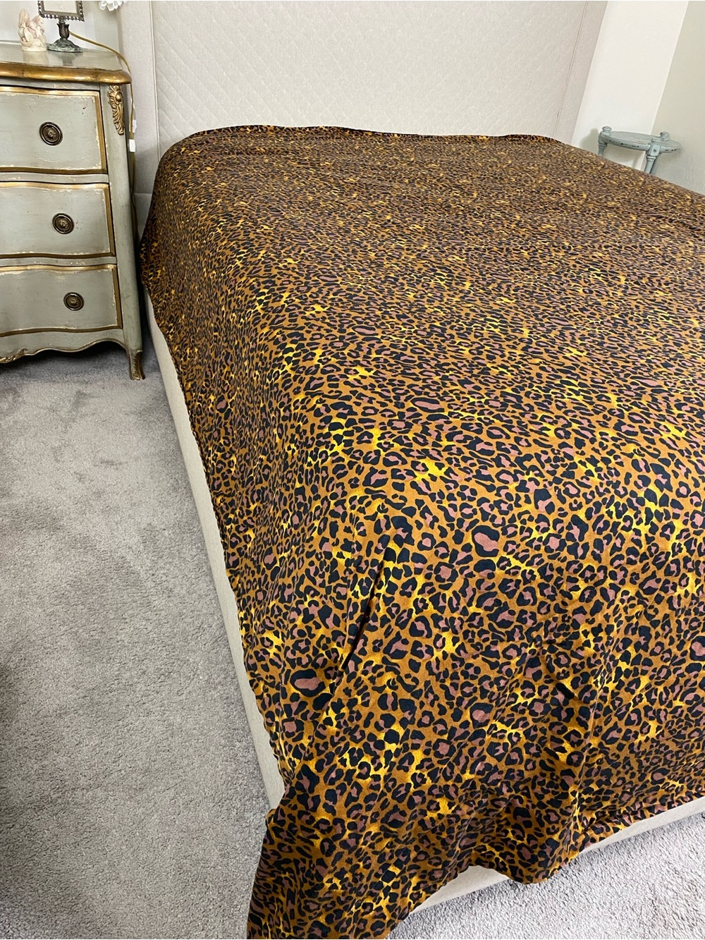 Leopard Print black / Gold Bold Trendy Flat sheet and Pillowcase Queen - Picture 4 of 8